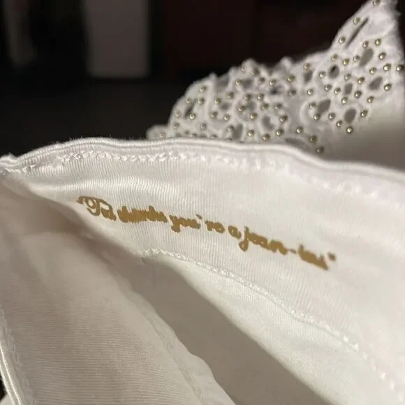 TED
BAKER Gold Bead Embroidered Hem Lillya Dainty Studded Jean retail $175 NWT - Picture 14 of 15